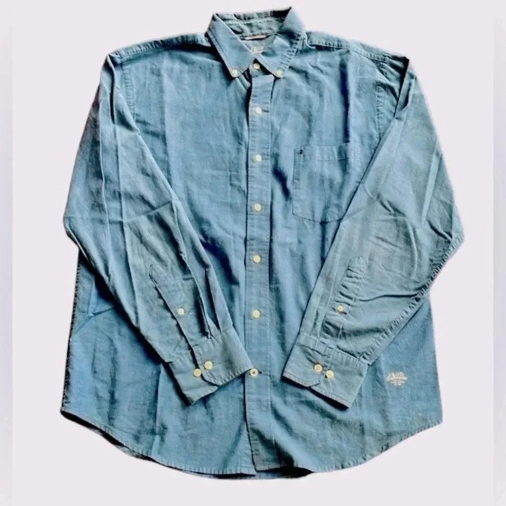 Izod Saltwater men’s button down shirt Blue Casual Preppy Size M 100% cotton